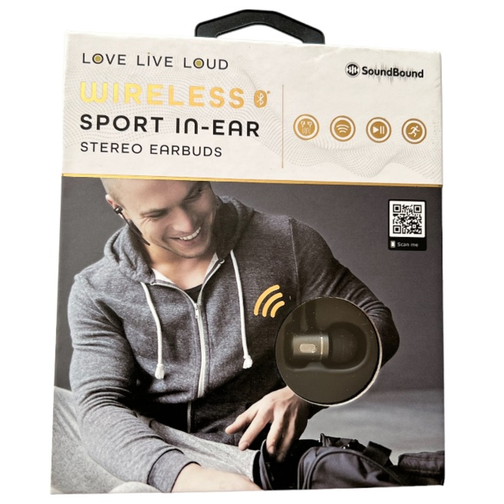 SOUNDBOUND Universal Bluetooth Wireless Sport In-Ear Stereo Earbuds, Gun Metal